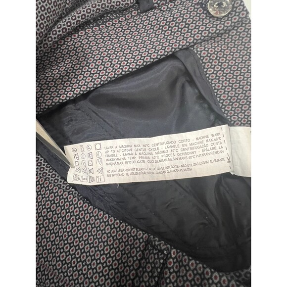 ZARA Trafaluc Women's Pants Navy Blue Red Dot Print Side Zipper Stretch Size L - Picture 7 of 11